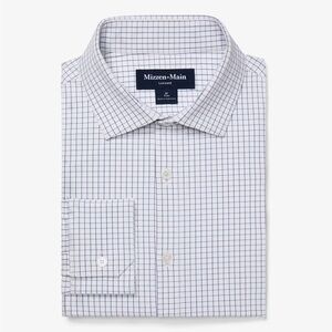 Mizzen+Main Leeward Dress Shirt White Navy Mini Grid